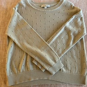 Amour Vert Greige Eyelet Sweater, size Large.